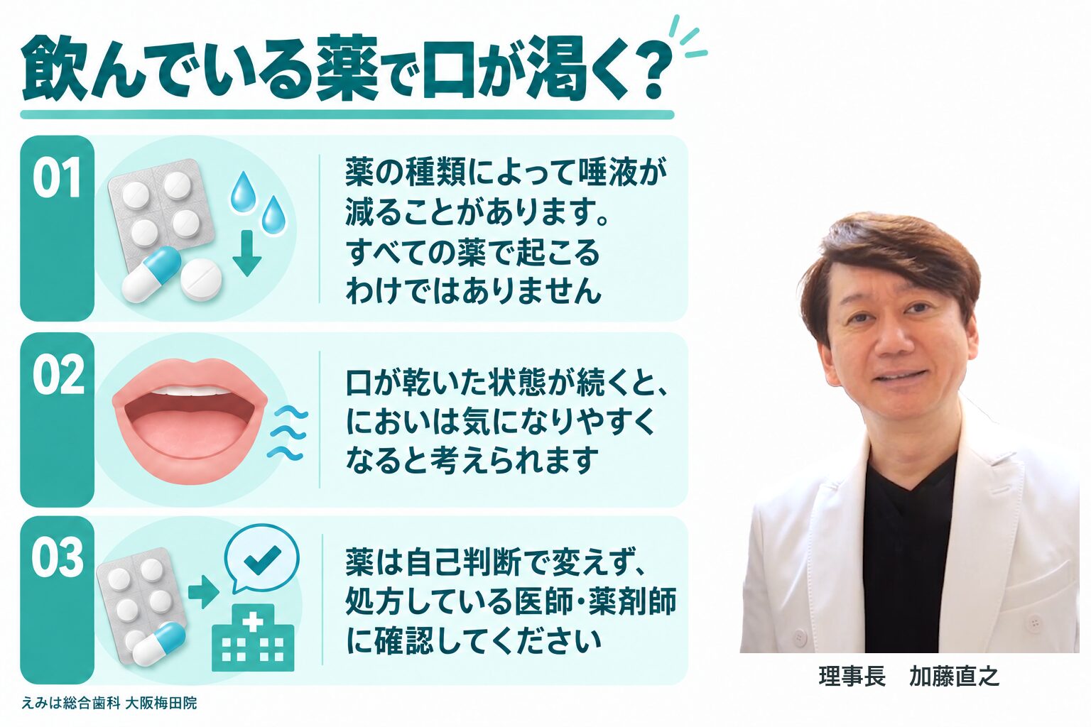 飲んでいる薬で口が渇く？