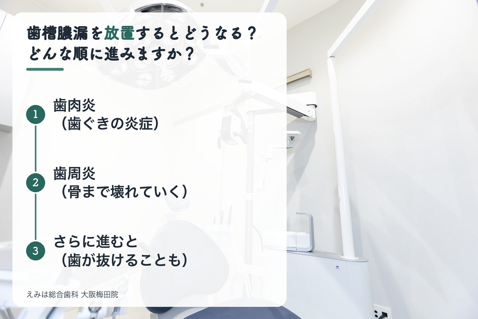 歯槽膿漏を放置するとどうなる？どんな順に進みますか？